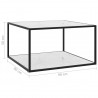 Mesa de centro 90x90x50 cm preto com vidro marmorizado branco 5