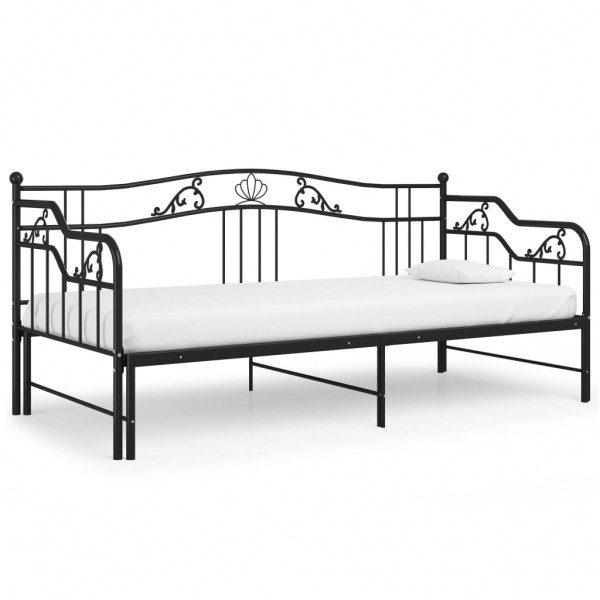 Estructura de sofá cama extraíble de metal negro 90x200 cm M 3