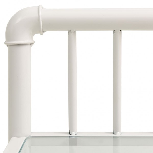 Mesas de cabeceira 2 pcs metal branco e vidro transparente M 5