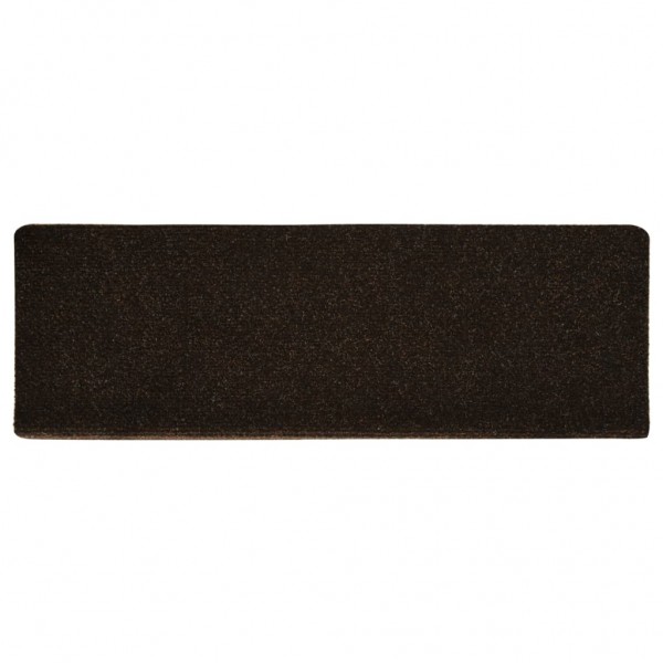 Tapetes de escada autoadesivos 15 peças 65x21x4 cm marrom escuro com borda retangular M 3