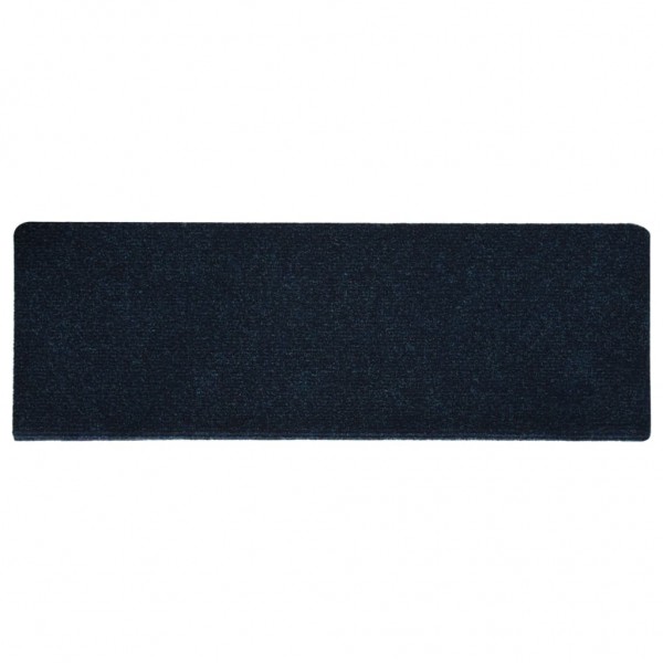Alfombrilla de escaleras 15 uds tela punzonada azul 65x21x4 cm M 3