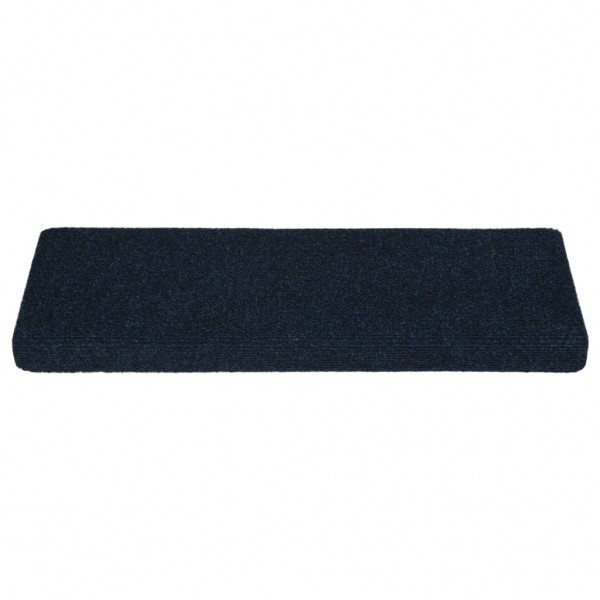 Alfombrilla de escaleras 15 uds tela punzonada azul 65x21x4 cm M 4