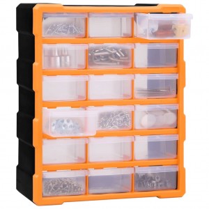 Organizador multicajones con 18 cajones intermedios 38x16x47 cm H