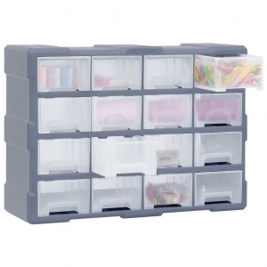 Caixa organizadora com 16 gavetas médias 52x16x37 cm H