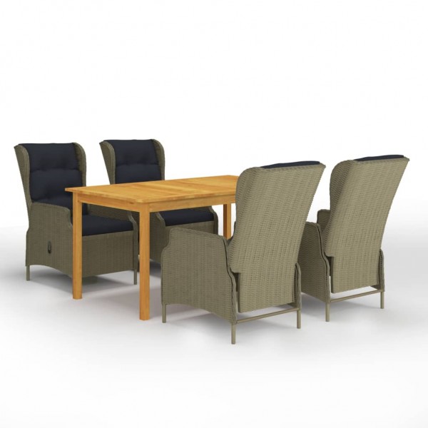 Juego de comedor para jardín de 5 piezas marrón D