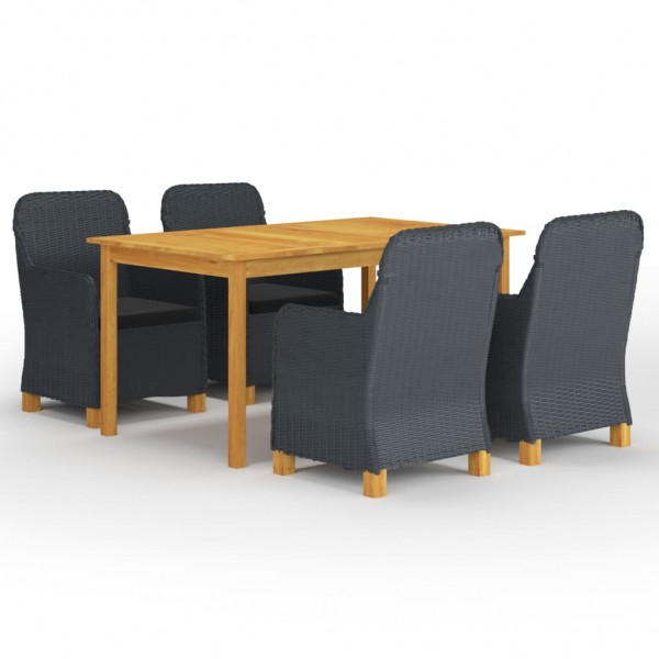 Juego de comedor para jardín de 5 piezas gris oscuro D