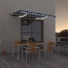 Toldo retrátil manual com LED 350x250 cm azul e branco 1