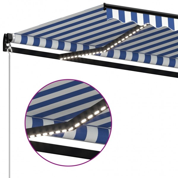 Toldo manual retráctil con LED azul y blanco 350x250 cm M 5