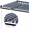 Toldo manual retráctil con LED azul y blanco 350x250 cm 5
