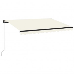 Toldo retráctil manual con LED color crema 350x250 cm H