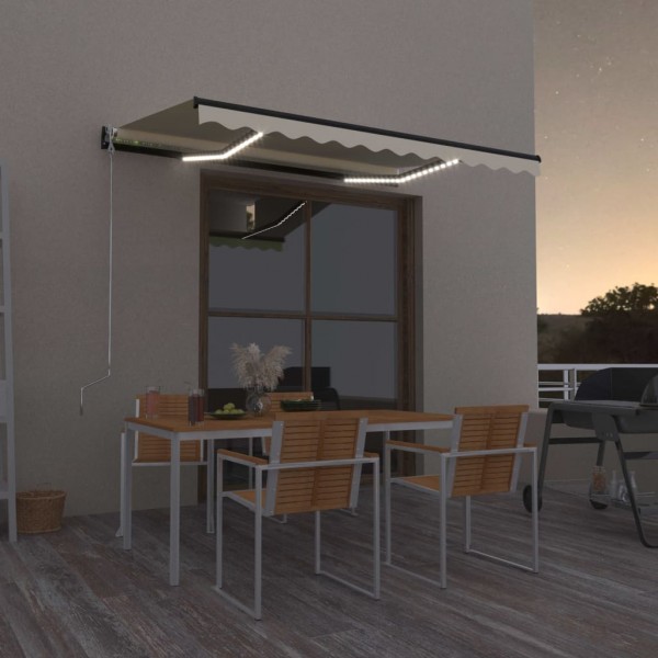 Toldo manual retráctil con LED amarillo y blanco 350x250 cm D