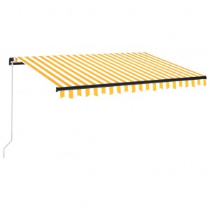 Toldo manual retráctil con LED amarillo y blanco 350x250 cm H