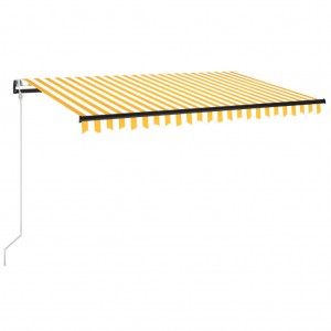 Toldo autom. LED e sensor de vento 450x300 cm amarelo/branco H