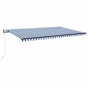 Toldo automático LED sensor de viento azul y blanco 500x300 cm H