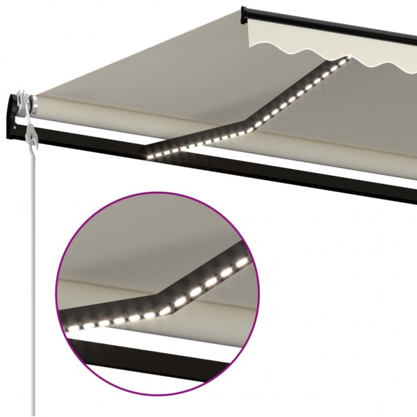 Toldo automático com LED e sensor de vento 500x300 cm cor creme M 5