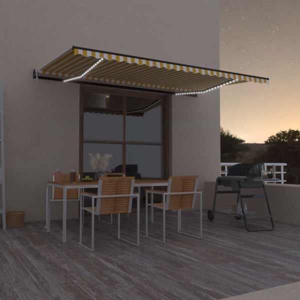 Toldo automático LED sensor de viento amarillo blanco 500x300cm D