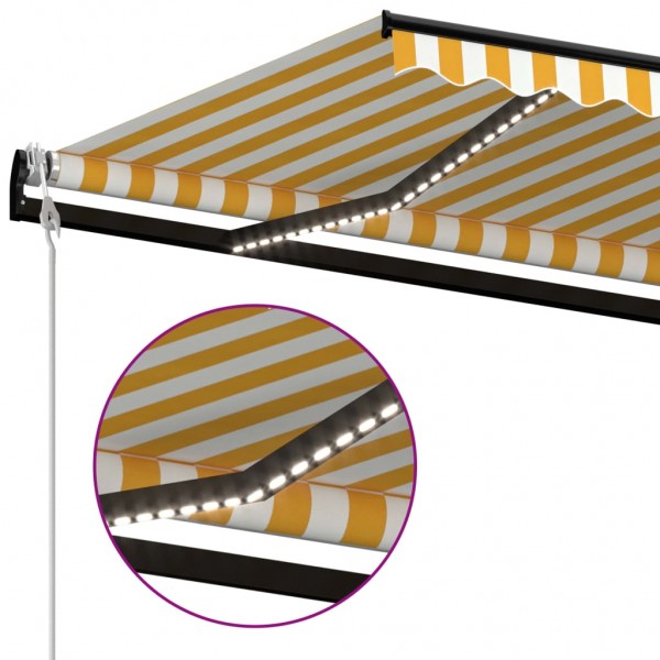 Toldo automático LED sensor de viento amarillo blanco 500x300cm M 5