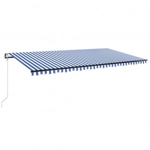 Toldo automático LED e sensor de vento 600x300 cm azul e branco H