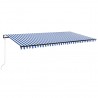 Toldo automático LED e sensor de vento 600x300 cm azul e branco 2