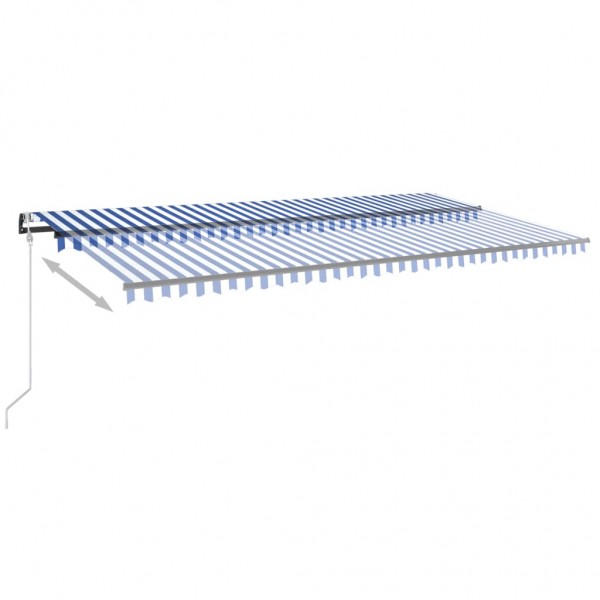 Toldo automático LED e sensor de vento 600x300 cm azul e branco M 3