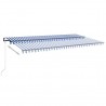 Toldo automático LED e sensor de vento 600x300 cm azul e branco 3
