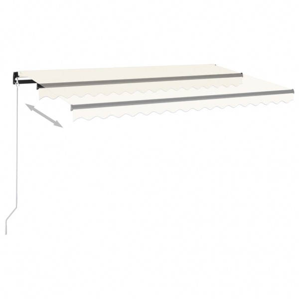 Toldo retrátil manual com LED 400x350 cm cor creme M 3