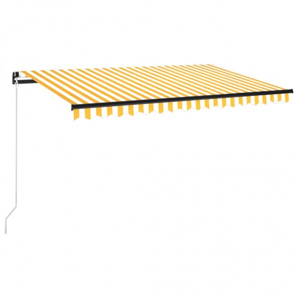 Toldo retrátil manual com LED 400x350 cm amarelo e branco M 2