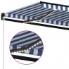 Toldo manual retráctil con LED azul y blanco 450x350 cm 5