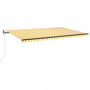 Toldo retráctil automático amarillo y blanco 500x350 cm H