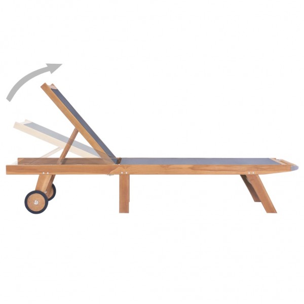 Espreguiçadeiras dobráveis c/ rodas 2 pcs teca maciça/textilene M 4