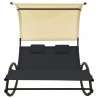 Tumbona doble con toldo textilene color crema y negro 2