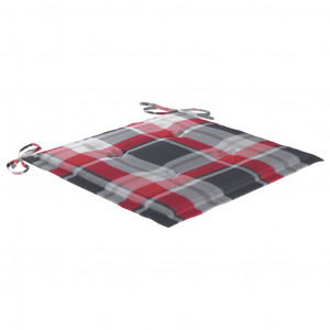 Cojines de silla de jardín 4 uds tela a cuadros rojo 50x50x3 cm H