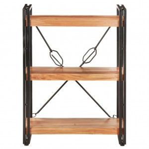 Estantería de 3 niveles de madera maciza de acacia 60x30x80 cm H