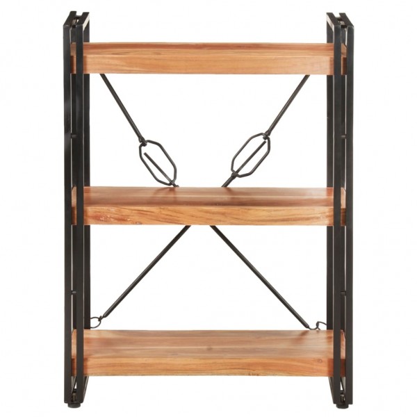 Estantería de 3 niveles de madera maciza de acacia 60x30x80 cm M 2