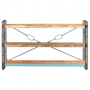 Estantería de 3 niveles de madera maciza reciclada 140x30x80 cm H