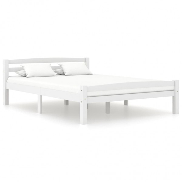 Estructura de cama de madera maciza de pino blanca 120x200 cm D