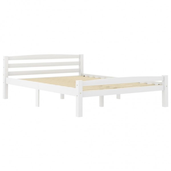 Estructura de cama de madera maciza de pino blanca 140x200 cm M 2