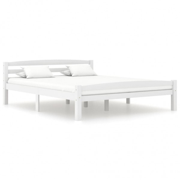 Estructura de cama de madera maciza de pino blanca 160x200 cm D
