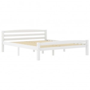 Estructura de cama de madera maciza de pino blanca 160x200 cm H