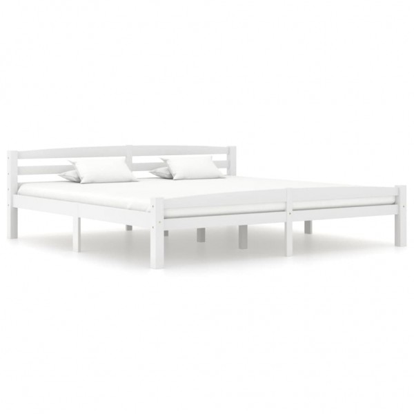 Estructura de cama de madera maciza de pino blanca 200x200 cm D