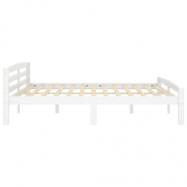 Estructura de cama de madera maciza de pino blanca 200x200 cm M 4