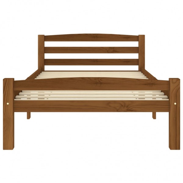 Estrutura de cama 100x200 cm pinho maciço castanho mel M 3