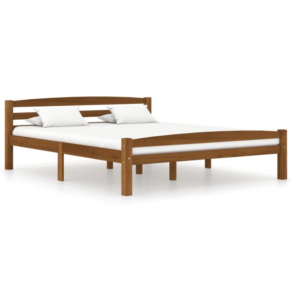 Estructura de cama madera maciza pino marrón miel 160x200 cm D