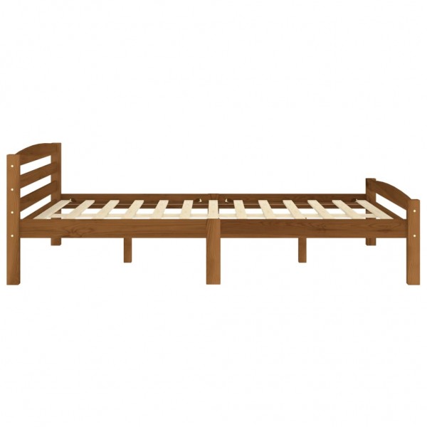 Estructura de cama madera maciza pino marrón miel 160x200 cm M 4