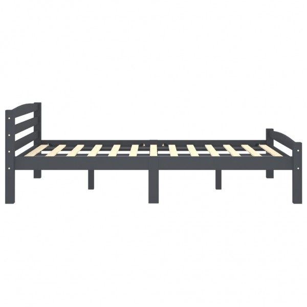 Estrutura de cama 140x200 cm pinho maciço cinzento-escuro M 4