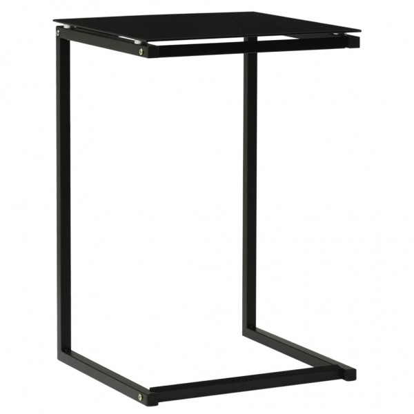 Mesa auxiliar de vidrio templado negro 40x40x60 cm D