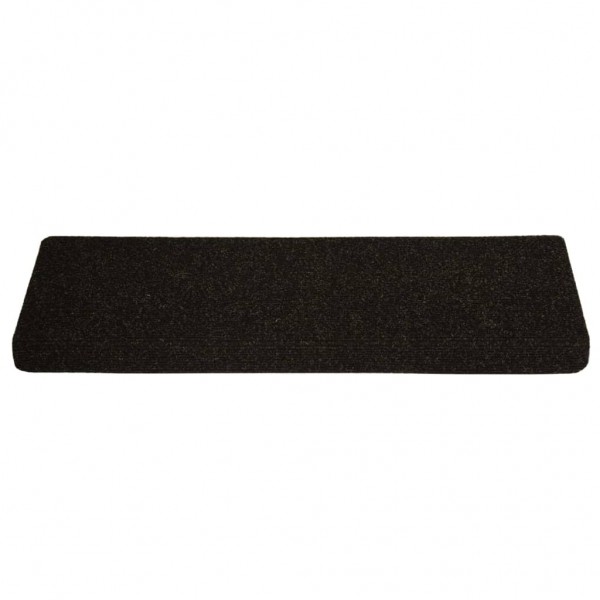 Tapetes de escada autoadesivos 15 peças 65x21x4 cm marrom com borda retangular M 3