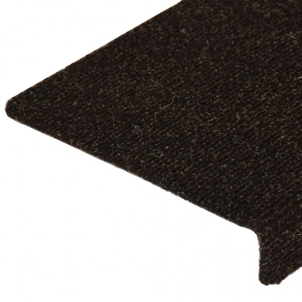 Alfombrilla de escaleras 15 uds tela punzonada marrón 65x21x4cm M 5