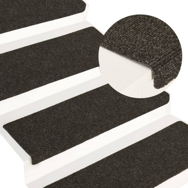Alfombrilla escalera 15 uds tela punzonada gris 65x21x4 cm D