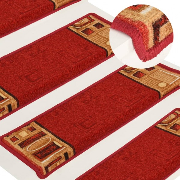 Alfombrilla autoadhesiva para escalera 15 uds rojo 65x21x4 cm D